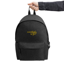 Load image into Gallery viewer, Backpack "conisStenCy is KEY (Embroidered)"