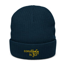 Load image into Gallery viewer, Unisex "consiStenCy is KEY (Embroidered)" Recycled cuffed beanie