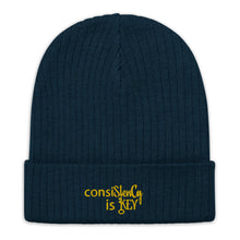 Load image into Gallery viewer, Unisex "consiStenCy is KEY (Embroidered)" Recycled cuffed beanie