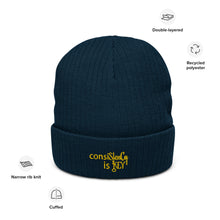Load image into Gallery viewer, Unisex "consiStenCy is KEY (Embroidered)" Recycled cuffed beanie