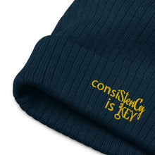Load image into Gallery viewer, Unisex "consiStenCy is KEY (Embroidered)" Recycled cuffed beanie